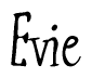 The image is a stylized text or script that reads 'Evie' in a cursive or calligraphic font.