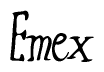 The image contains the word 'Emex' written in a cursive, stylized font.