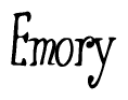The image contains the word 'Emory' written in a cursive, stylized font.