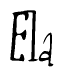 The image is of the word Ela stylized in a cursive script.