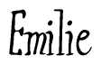The image is of the word Emilie stylized in a cursive script.