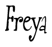 The image is a stylized text or script that reads 'Freya' in a cursive or calligraphic font.