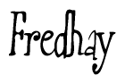 The image contains the word 'Fredhay' written in a cursive, stylized font.