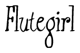 The image contains the word 'Flutegirl' written in a cursive, stylized font.