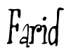 The image is of the word Farid stylized in a cursive script.
