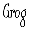 The image is a stylized text or script that reads 'Grog' in a cursive or calligraphic font.