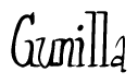 The image is a stylized text or script that reads 'Gunilla' in a cursive or calligraphic font.
