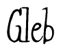 The image contains the word 'Gleb' written in a cursive, stylized font.