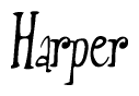 The image is of the word Harper stylized in a cursive script.