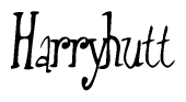 The image is of the word Harryhutt stylized in a cursive script.