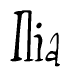 The image contains the word 'Ilia' written in a cursive, stylized font.