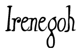 The image is of the word Irenegoh stylized in a cursive script.