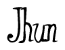 The image is of the word Jhun stylized in a cursive script.