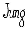 The image is a stylized text or script that reads 'Jung' in a cursive or calligraphic font.