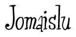 The image contains the word 'Jomaislu' written in a cursive, stylized font.