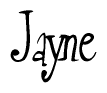 The image is of the word Jayne stylized in a cursive script.
