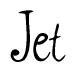 The image contains the word 'Jet' written in a cursive, stylized font.