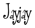 The image contains the word 'Jayjay' written in a cursive, stylized font.