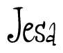 The image contains the word 'Jesa' written in a cursive, stylized font.