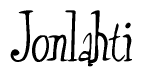 The image contains the word 'Jonlahti' written in a cursive, stylized font.