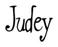 The image is of the word Judey stylized in a cursive script.