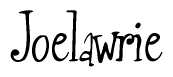 The image is of the word Joelawrie stylized in a cursive script.