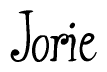 The image is a stylized text or script that reads 'Jorie' in a cursive or calligraphic font.