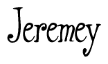 The image is of the word Jeremey stylized in a cursive script.