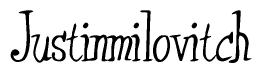 The image contains the word 'Justinmilovitch' written in a cursive, stylized font.