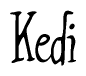 The image contains the word 'Kedi' written in a cursive, stylized font.
