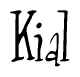 The image contains the word 'Kial' written in a cursive, stylized font.
