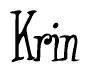 The image contains the word 'Krin' written in a cursive, stylized font.
