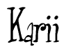 The image contains the word 'Karii' written in a cursive, stylized font.