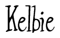 The image contains the word 'Kelbie' written in a cursive, stylized font.
