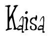 The image contains the word 'Kaisa' written in a cursive, stylized font.