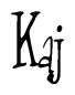 The image is of the word Kaj stylized in a cursive script.