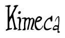 The image contains the word 'Kimeca' written in a cursive, stylized font.