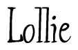 The image is of the word Lollie stylized in a cursive script.