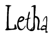 The image is of the word Letha stylized in a cursive script.