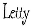 The image is a stylized text or script that reads 'Letty' in a cursive or calligraphic font.