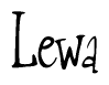 The image is of the word Lewa stylized in a cursive script.