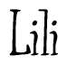 The image is a stylized text or script that reads 'Lili' in a cursive or calligraphic font.