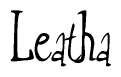 The image contains the word 'Leatha' written in a cursive, stylized font.