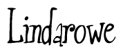 The image is of the word Lindarowe stylized in a cursive script.