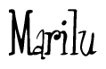 The image is of the word Marilu stylized in a cursive script.