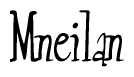 The image is a stylized text or script that reads 'Mneilan' in a cursive or calligraphic font.