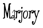 The image is a stylized text or script that reads 'Marjory' in a cursive or calligraphic font.