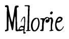 The image is a stylized text or script that reads 'Malorie' in a cursive or calligraphic font.