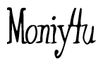 The image is a stylized text or script that reads 'Moniy4u' in a cursive or calligraphic font.