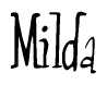 The image contains the word 'Milda' written in a cursive, stylized font.